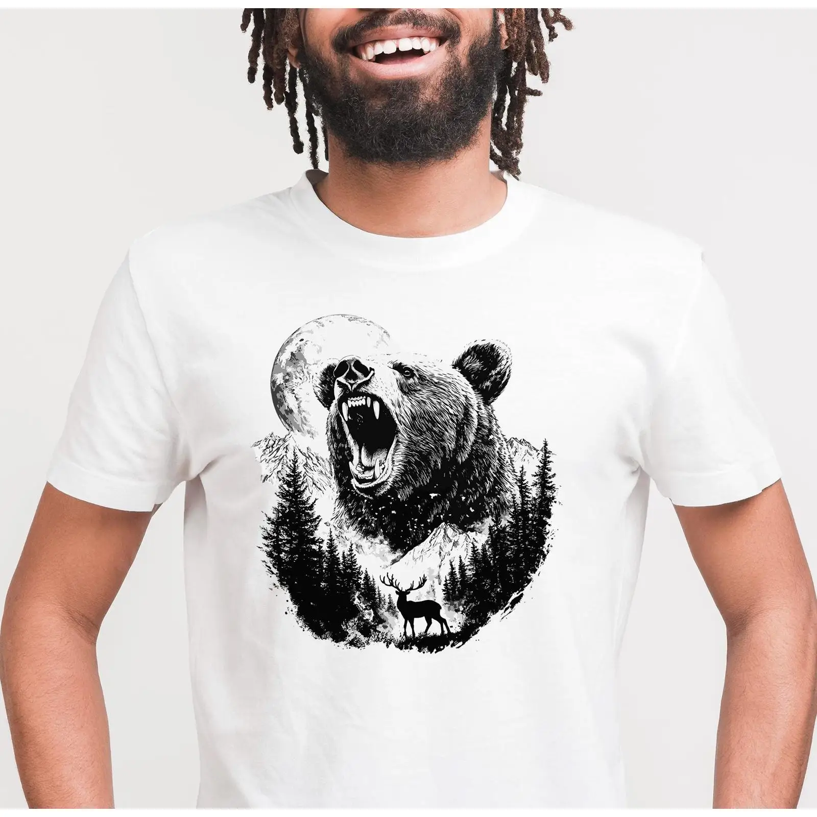 Outdoor Adventure Enthusiast - Camiseta de Oso y Ciervo para