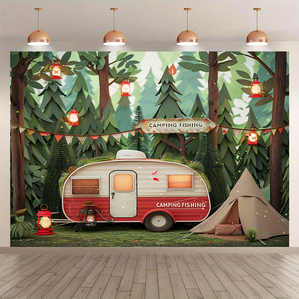 Outdoor Adventure Background - Tapiz con Temática de Campamento en