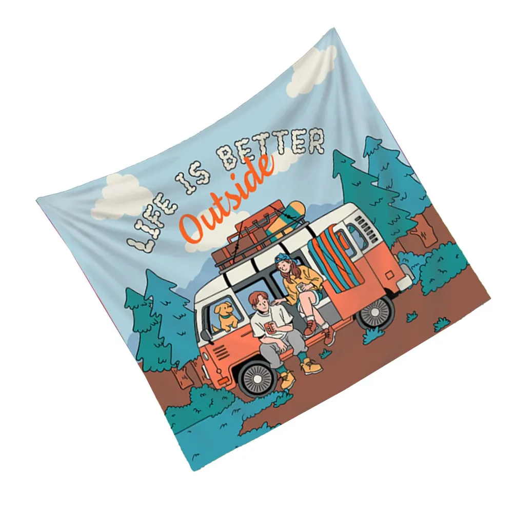 Tapiz Retro de Autocaravana, D - Outdoor Adventure Background reseña y precio