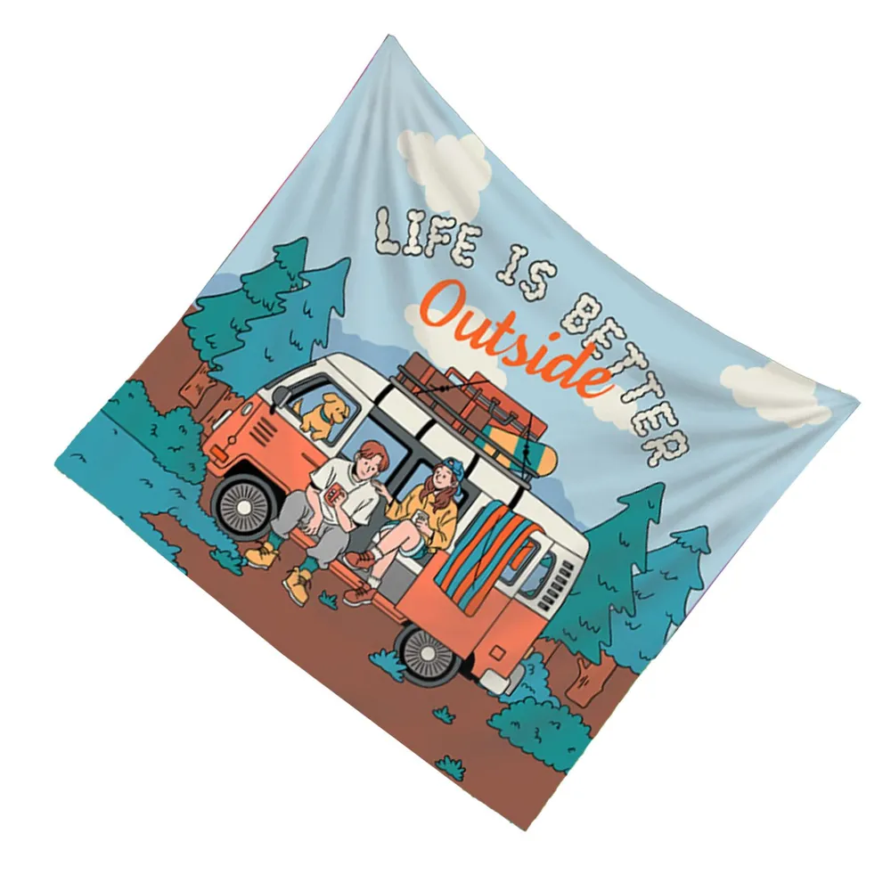 Tapiz Retro de Autocaravana, D - Outdoor Adventure Background reseña y precio